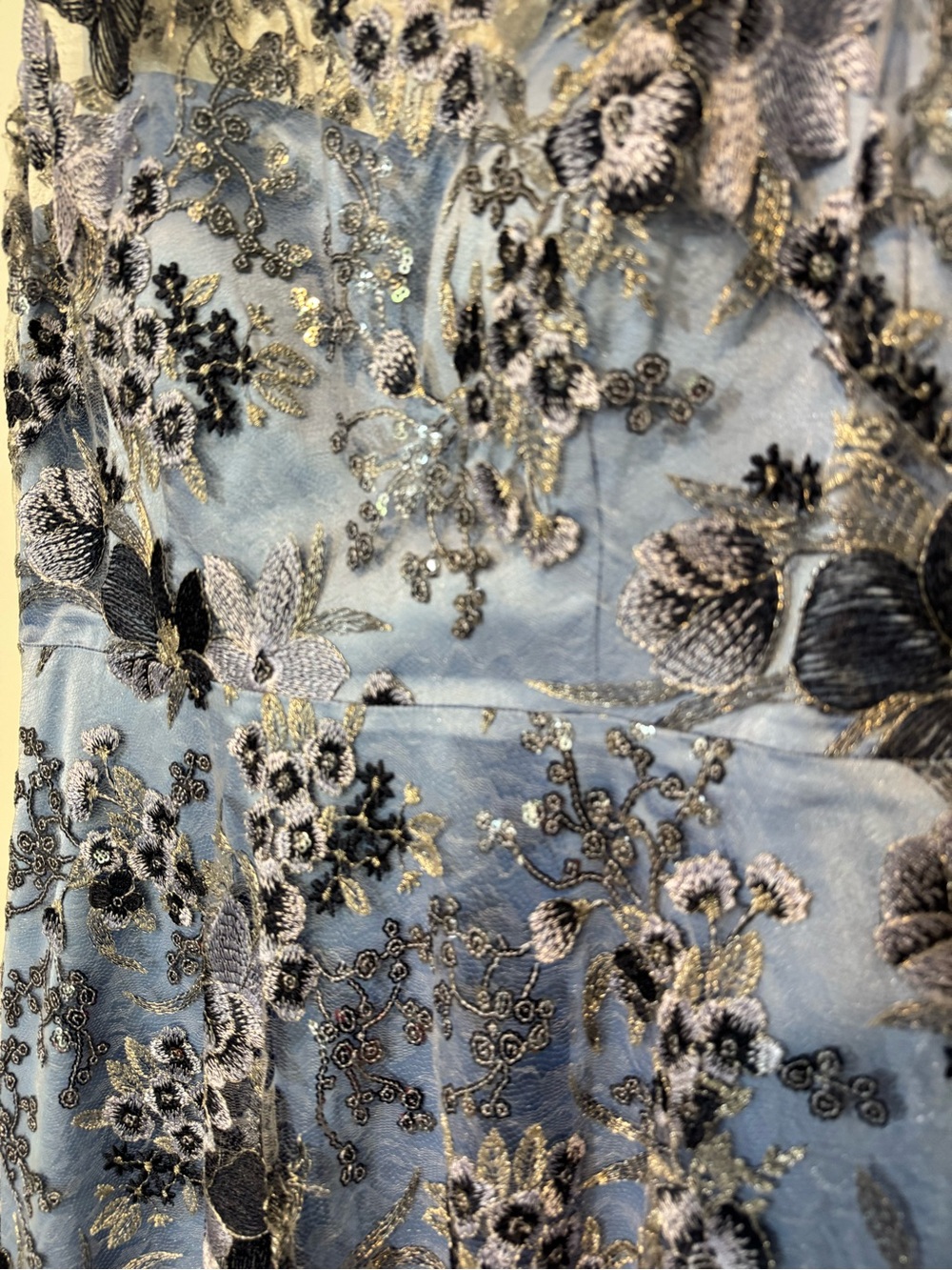Eliza J Blue Floral Embroidered High-Low Gown Size 10 - Picture 5 of 7